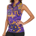 Personalized Melbourne Storm Women Sleeveless Polo Shirt Aboriginal Pattern with Graffiti Style Design