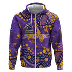 Personalized Melbourne Storm Zip Hoodie Aboriginal Pattern with Graffiti Style Design