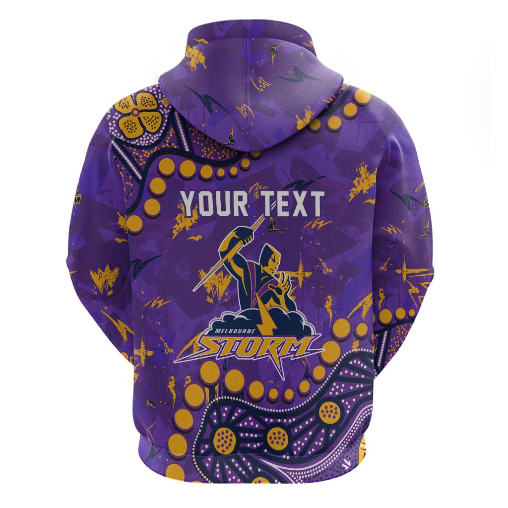 Personalized Melbourne Storm Zip Hoodie Aboriginal Pattern with Graffiti Style Design