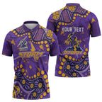 Personalized Melbourne Storm Zipper Polo Shirt Aboriginal Pattern with Graffiti Style Design