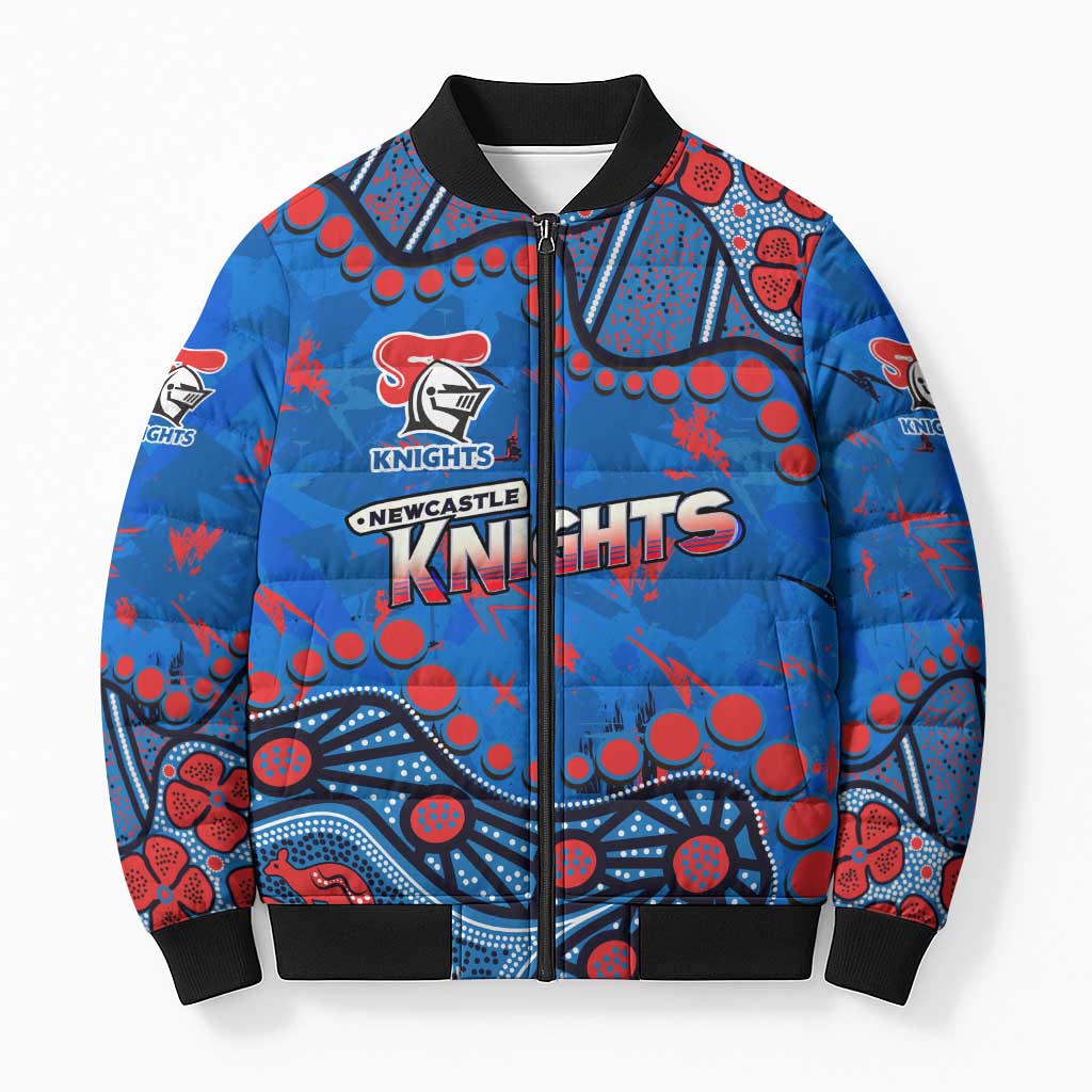 Personalized New Zealand Warriors Bomber Puffer Jacket Aboriginal Pattern with Graffiti Style Design