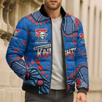 Personalized New Zealand Warriors Bomber Puffer Jacket Aboriginal Pattern with Graffiti Style Design