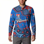 Personalized New Zealand Warriors Button Sweatshirt Aboriginal Pattern with Graffiti Style Design