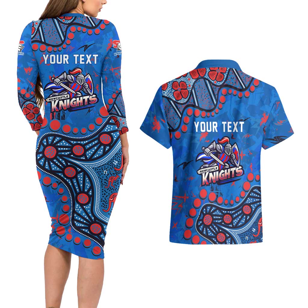 Personalized New Zealand Warriors Couples Matching Long Sleeve Bodycon Dress and Hawaiian Shirt Aboriginal Pattern with Graffiti Style Design