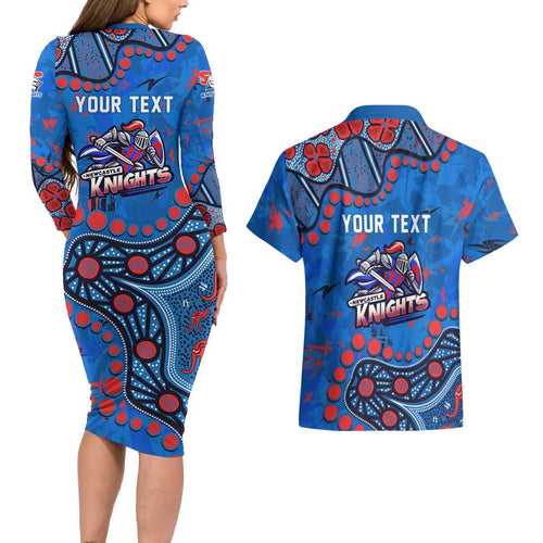 Personalized New Zealand Warriors Couples Matching Long Sleeve Bodycon Dress and Hawaiian Shirt Aboriginal Pattern with Graffiti Style Design