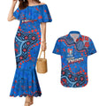 Personalized New Zealand Warriors Couples Matching Mermaid Dress and Hawaiian Shirt Aboriginal Pattern with Graffiti Style Design