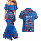 Personalized New Zealand Warriors Couples Matching Mermaid Dress and Hawaiian Shirt Aboriginal Pattern with Graffiti Style Design