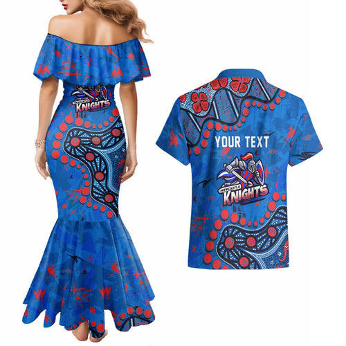 Personalized New Zealand Warriors Couples Matching Mermaid Dress and Hawaiian Shirt Aboriginal Pattern with Graffiti Style Design