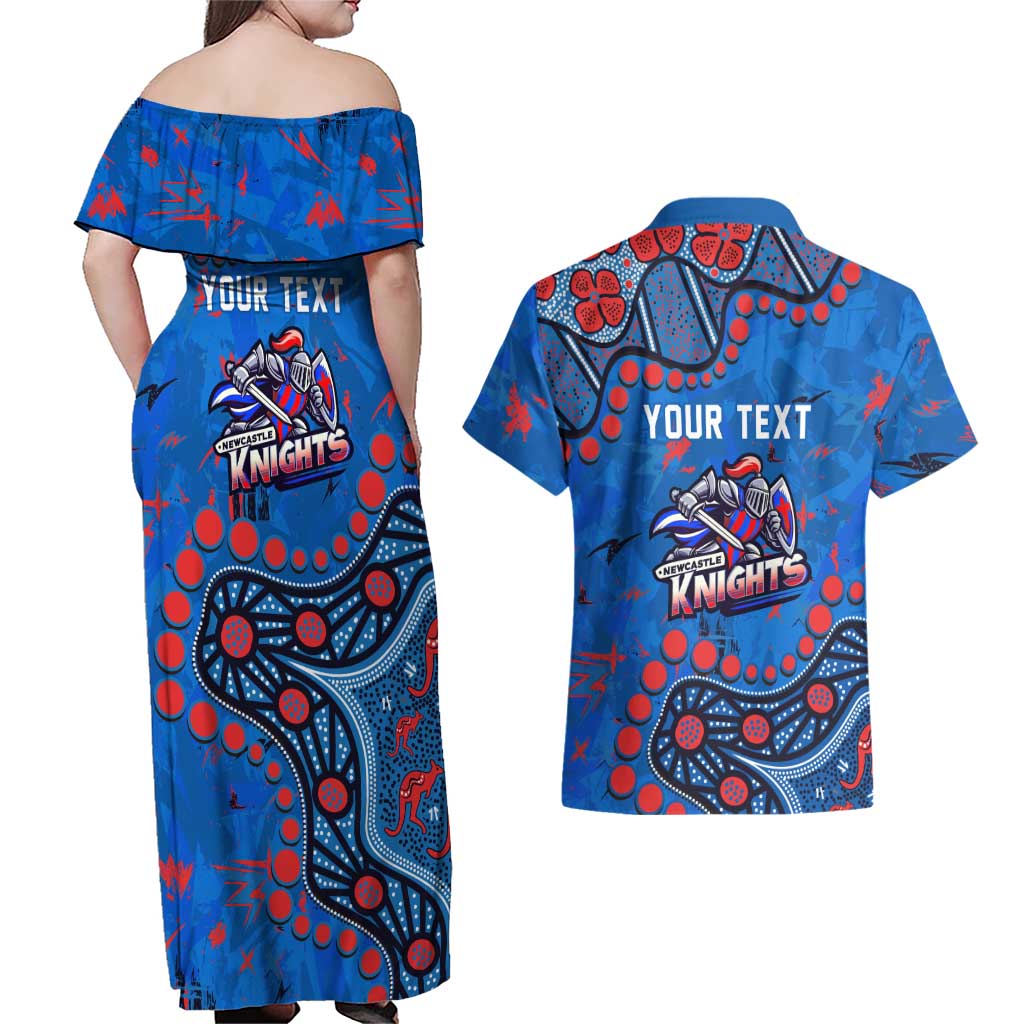 Personalized New Zealand Warriors Couples Matching Off Shoulder Maxi Dress and Hawaiian Shirt Aboriginal Pattern with Graffiti Style Design