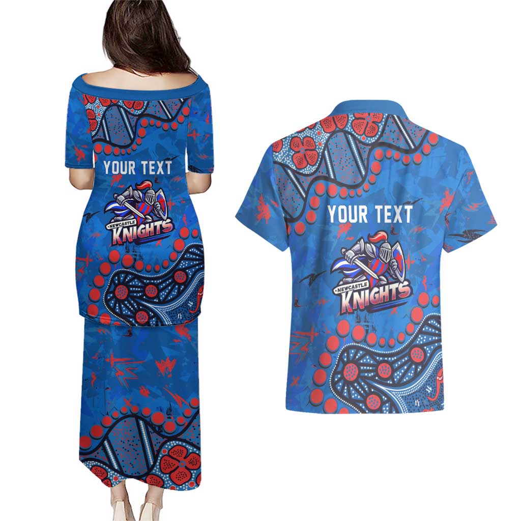 Personalized New Zealand Warriors Couples Matching Puletasi and Hawaiian Shirt Aboriginal Pattern with Graffiti Style Design
