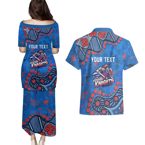 Personalized New Zealand Warriors Couples Matching Puletasi and Hawaiian Shirt Aboriginal Pattern with Graffiti Style Design