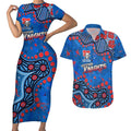 Personalized New Zealand Warriors Couples Matching Short Sleeve Bodycon Dress and Hawaiian Shirt Aboriginal Pattern with Graffiti Style Design