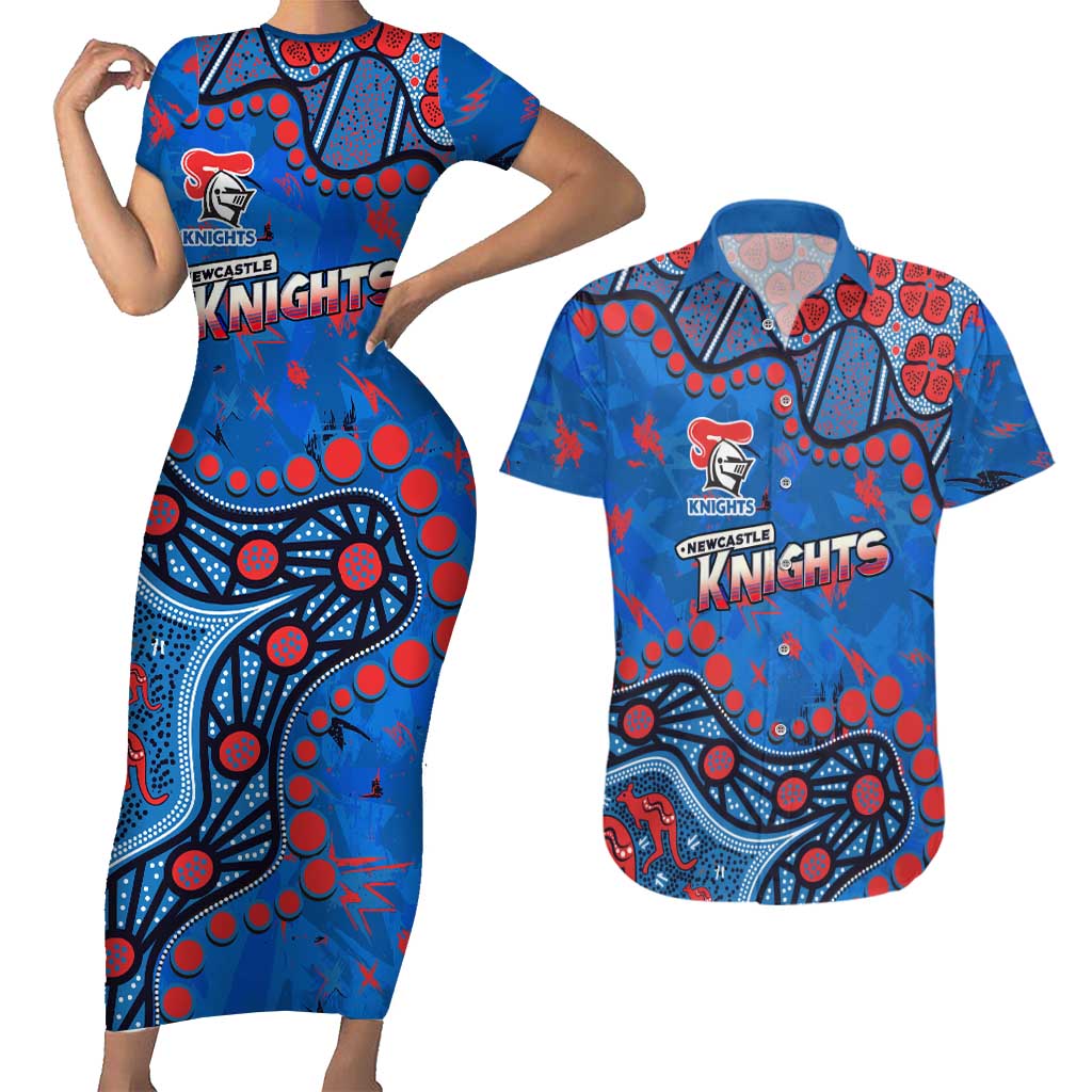 Personalized New Zealand Warriors Couples Matching Short Sleeve Bodycon Dress and Hawaiian Shirt Aboriginal Pattern with Graffiti Style Design