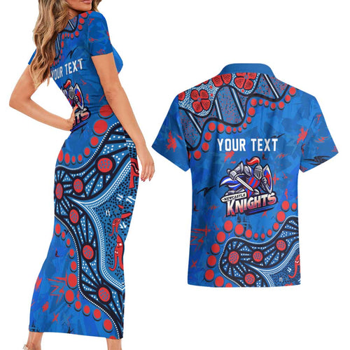 Personalized New Zealand Warriors Couples Matching Short Sleeve Bodycon Dress and Hawaiian Shirt Aboriginal Pattern with Graffiti Style Design