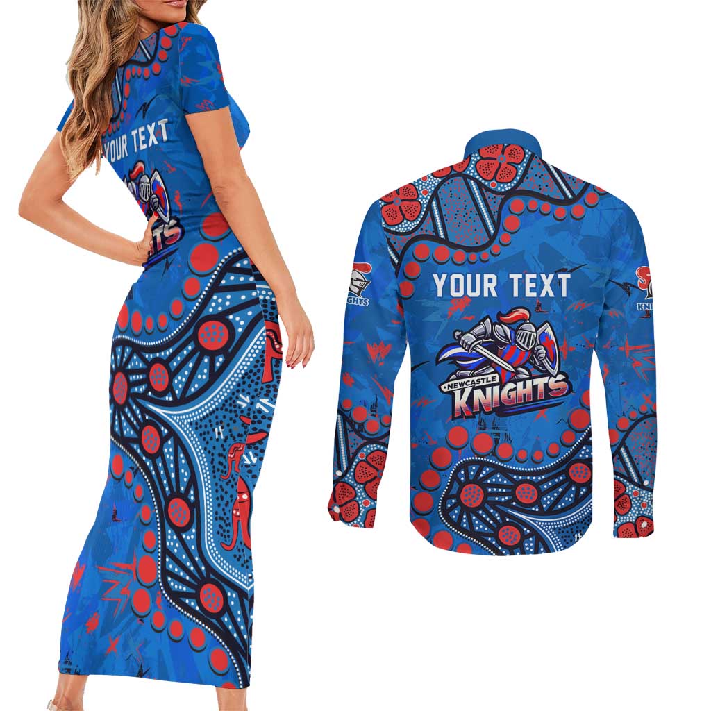 Personalized New Zealand Warriors Couples Matching Short Sleeve Bodycon Dress and Long Sleeve Button Shirt Aboriginal Pattern with Graffiti Style Design