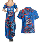 Personalized New Zealand Warriors Couples Matching Summer Maxi Dress and Hawaiian Shirt Aboriginal Pattern with Graffiti Style Design