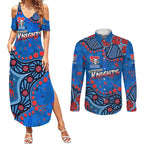 Personalized New Zealand Warriors Couples Matching Summer Maxi Dress and Long Sleeve Button Shirt Aboriginal Pattern with Graffiti Style Design