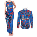 Personalized New Zealand Warriors Couples Matching Tank Maxi Dress and Long Sleeve Button Shirt Aboriginal Pattern with Graffiti Style Design