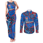 Personalized New Zealand Warriors Couples Matching Tank Maxi Dress and Long Sleeve Button Shirt Aboriginal Pattern with Graffiti Style Design