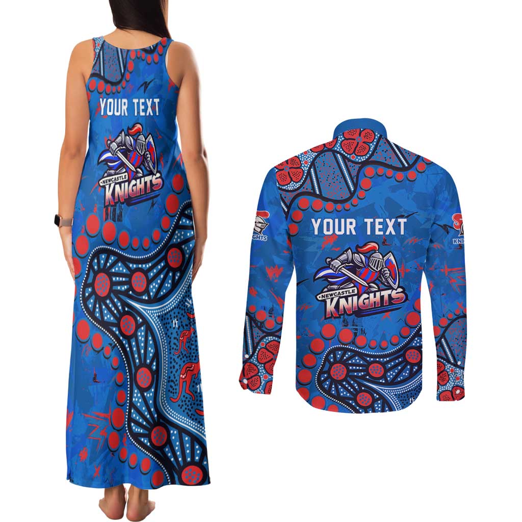 Personalized New Zealand Warriors Couples Matching Tank Maxi Dress and Long Sleeve Button Shirt Aboriginal Pattern with Graffiti Style Design