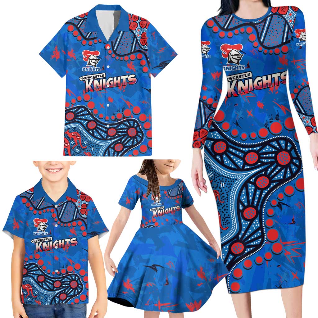 Personalized New Zealand Warriors Family Matching Long Sleeve Bodycon Dress and Hawaiian Shirt Aboriginal Pattern with Graffiti Style Design