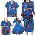Personalized New Zealand Warriors Family Matching Long Sleeve Bodycon Dress and Hawaiian Shirt Aboriginal Pattern with Graffiti Style Design