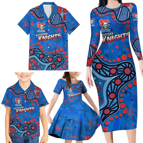 Personalized New Zealand Warriors Family Matching Long Sleeve Bodycon Dress and Hawaiian Shirt Aboriginal Pattern with Graffiti Style Design