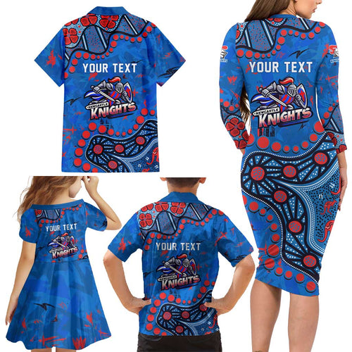Personalized New Zealand Warriors Family Matching Long Sleeve Bodycon Dress and Hawaiian Shirt Aboriginal Pattern with Graffiti Style Design