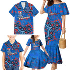 Personalized New Zealand Warriors Family Matching Mermaid Dress and Hawaiian Shirt Aboriginal Pattern with Graffiti Style Design