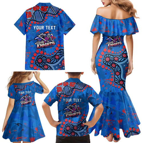Personalized New Zealand Warriors Family Matching Mermaid Dress and Hawaiian Shirt Aboriginal Pattern with Graffiti Style Design