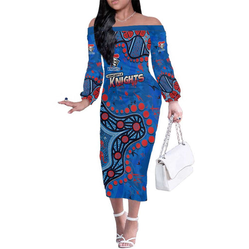 Personalized New Zealand Warriors Family Matching Off The Shoulder Long Sleeve Dress and Hawaiian Shirt Aboriginal Pattern with Graffiti Style Design