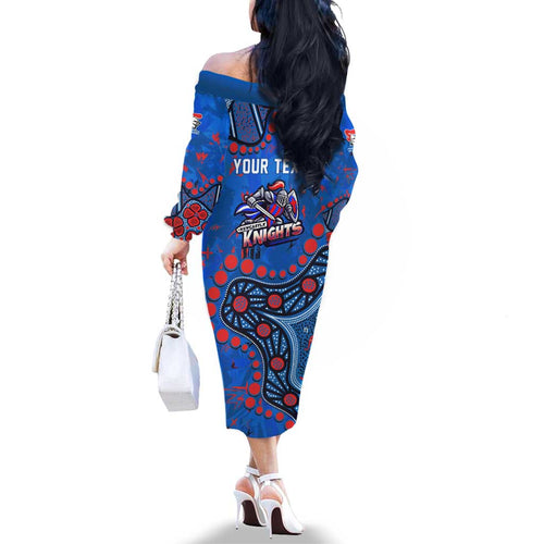 Personalized New Zealand Warriors Family Matching Off The Shoulder Long Sleeve Dress and Hawaiian Shirt Aboriginal Pattern with Graffiti Style Design