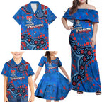 Personalized New Zealand Warriors Family Matching Off Shoulder Maxi Dress and Hawaiian Shirt Aboriginal Pattern with Graffiti Style Design