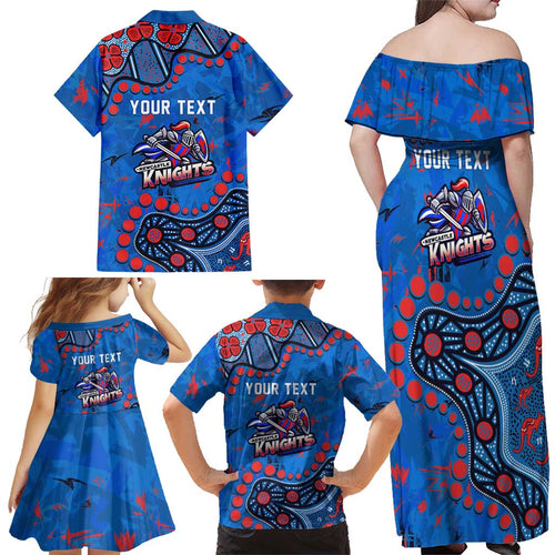 Personalized New Zealand Warriors Family Matching Off Shoulder Maxi Dress and Hawaiian Shirt Aboriginal Pattern with Graffiti Style Design