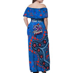 Personalized New Zealand Warriors Family Matching Off Shoulder Maxi Dress and Hawaiian Shirt Aboriginal Pattern with Graffiti Style Design