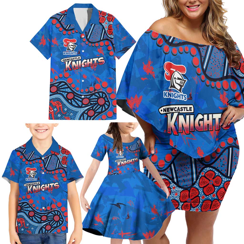 Personalized New Zealand Warriors Family Matching Off Shoulder Short Dress and Hawaiian Shirt Aboriginal Pattern with Graffiti Style Design