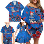 Personalized New Zealand Warriors Family Matching Off Shoulder Short Dress and Hawaiian Shirt Aboriginal Pattern with Graffiti Style Design