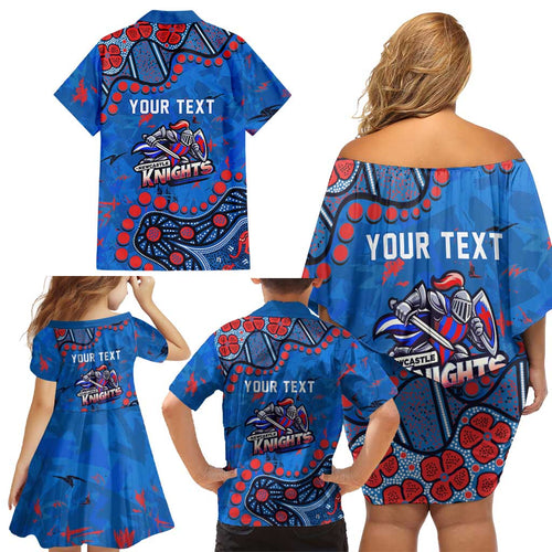 Personalized New Zealand Warriors Family Matching Off Shoulder Short Dress and Hawaiian Shirt Aboriginal Pattern with Graffiti Style Design