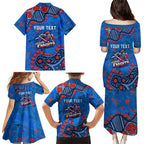 Personalized New Zealand Warriors Family Matching Puletasi and Hawaiian Shirt Aboriginal Pattern with Graffiti Style Design