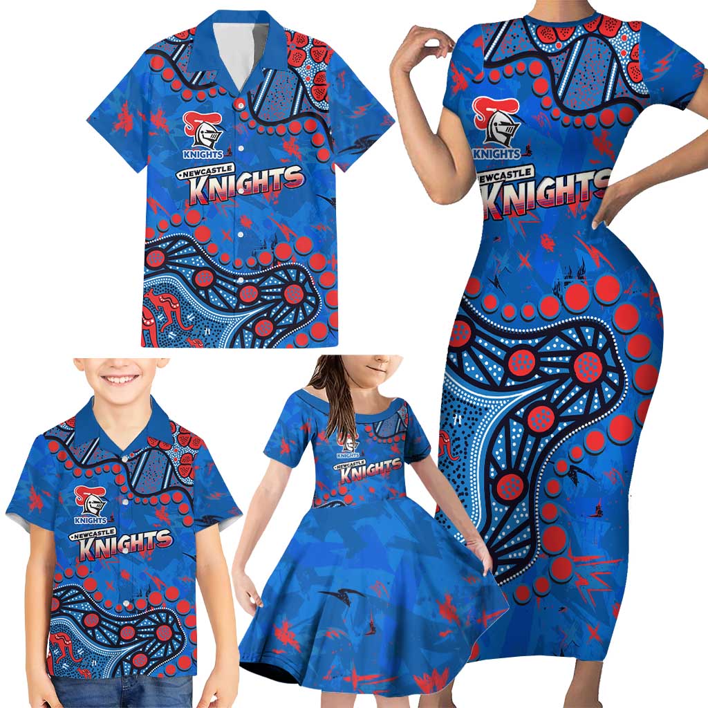 Personalized New Zealand Warriors Family Matching Short Sleeve Bodycon Dress and Hawaiian Shirt Aboriginal Pattern with Graffiti Style Design