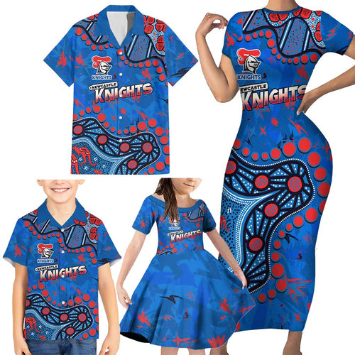 Personalized New Zealand Warriors Family Matching Short Sleeve Bodycon Dress and Hawaiian Shirt Aboriginal Pattern with Graffiti Style Design