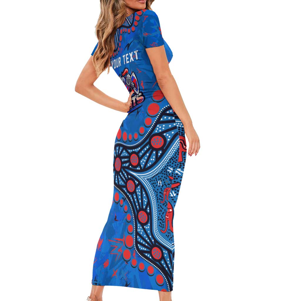Personalized New Zealand Warriors Family Matching Short Sleeve Bodycon Dress and Hawaiian Shirt Aboriginal Pattern with Graffiti Style Design