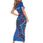 Personalized New Zealand Warriors Family Matching Short Sleeve Bodycon Dress and Hawaiian Shirt Aboriginal Pattern with Graffiti Style Design
