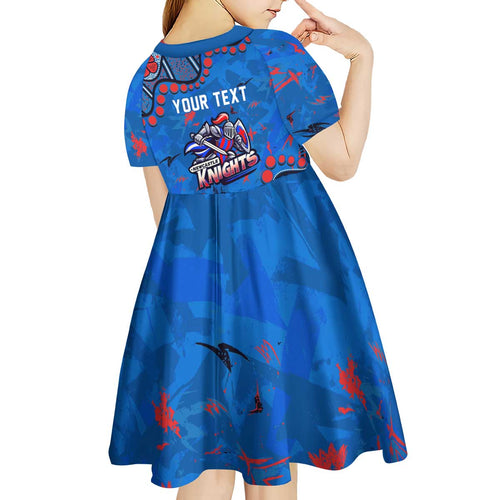Personalized New Zealand Warriors Kid Short Sleeve Dress Aboriginal Pattern with Graffiti Style Design