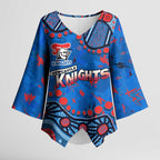 Personalized New Zealand Warriors Kimono Sleeve Blouse Aboriginal Pattern with Graffiti Style Design