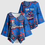 Personalized New Zealand Warriors Kimono Sleeve Blouse Aboriginal Pattern with Graffiti Style Design