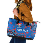 Personalized New Zealand Warriors Leather Tote Bag Aboriginal Pattern with Graffiti Style Design