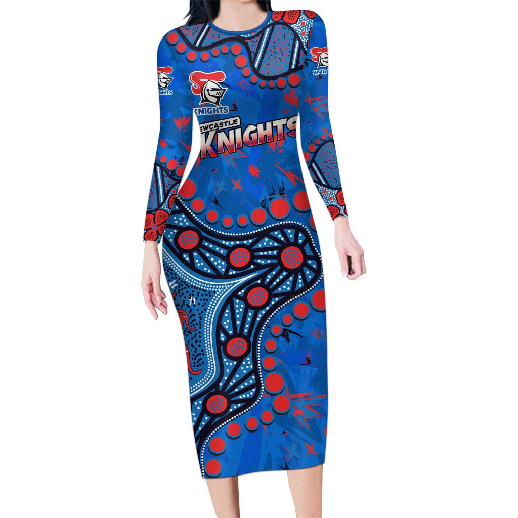 Personalized New Zealand Warriors Long Sleeve Bodycon Dress Aboriginal Pattern with Graffiti Style Design