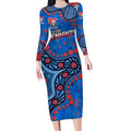 Personalized New Zealand Warriors Long Sleeve Bodycon Dress Aboriginal Pattern with Graffiti Style Design