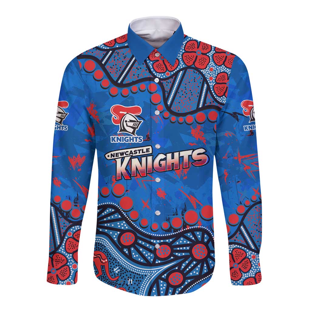 Personalized New Zealand Warriors Long Sleeve Button Shirt Aboriginal Pattern with Graffiti Style Design